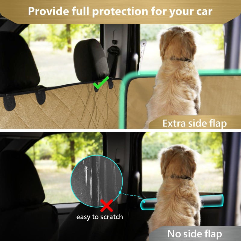 F-color SUV Cargo Liner for Dogs - Waterproof Pet Cargo Liner with Side Flaps, Comfort Dog Cargo Cover with Bumper Flap, Scrachproof Non-Slip for Large SUVs Sedans Trunks Vans, Khaki - Image 5